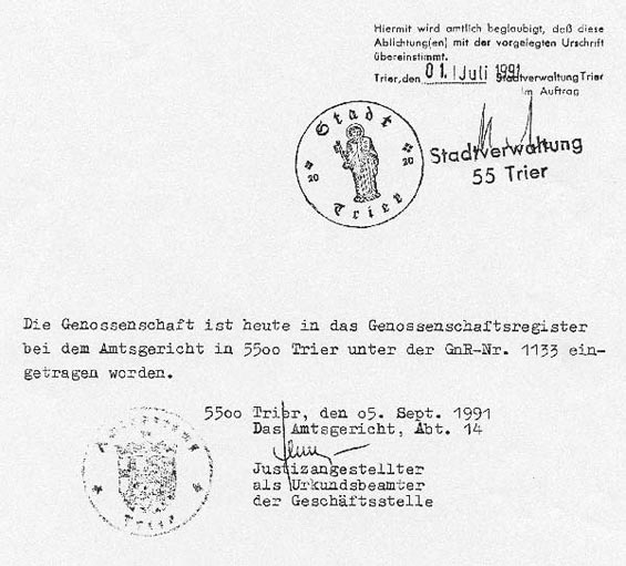 Gründungsurkunde