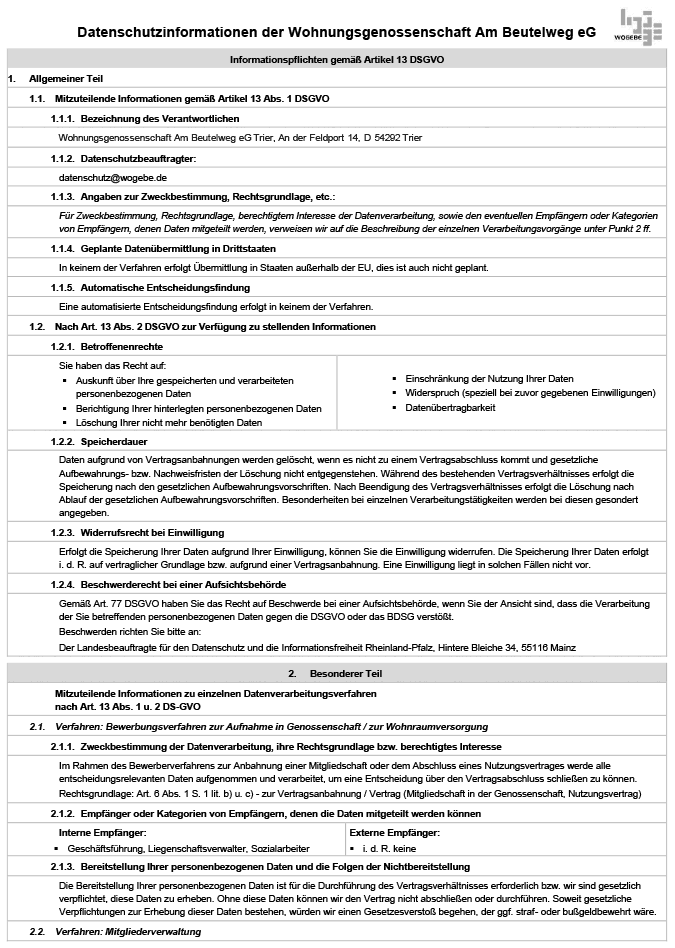 WOGEBE Datenschutzinfo Teil 1